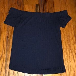 blue off the shoulder top